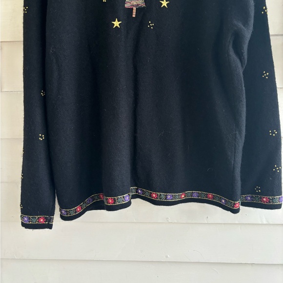 Bechamel Christmas Trees and Stars Wool Zip Up Sweater Size XL - Picture 12 of 13